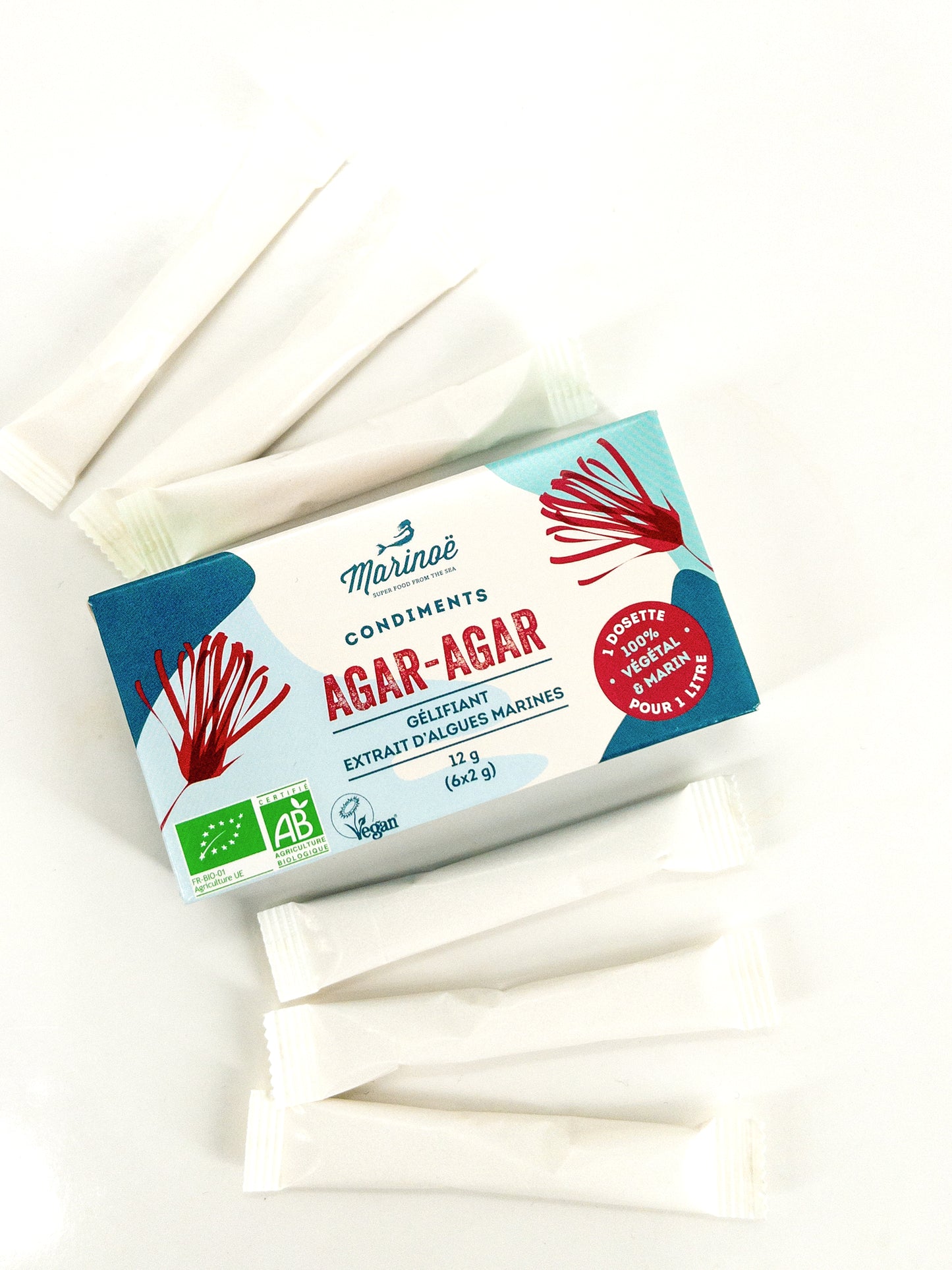 Kanten – Bio-Agar-Agar-Pulver – 12 g (6 × 2 g) – Marinoë