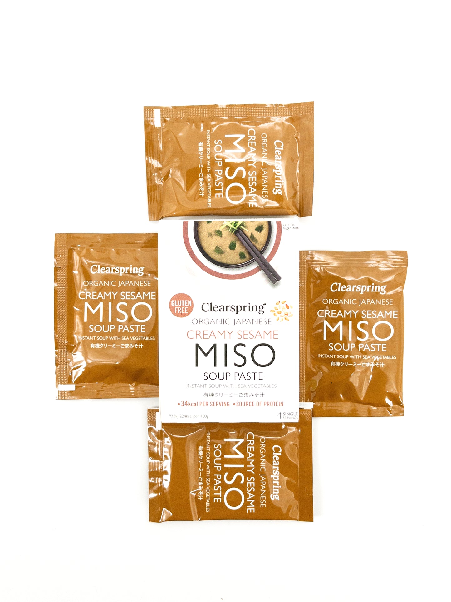 Bio-Instant-Misosuppe – cremiger Sesam – 4 × 15 g – Clearspring
