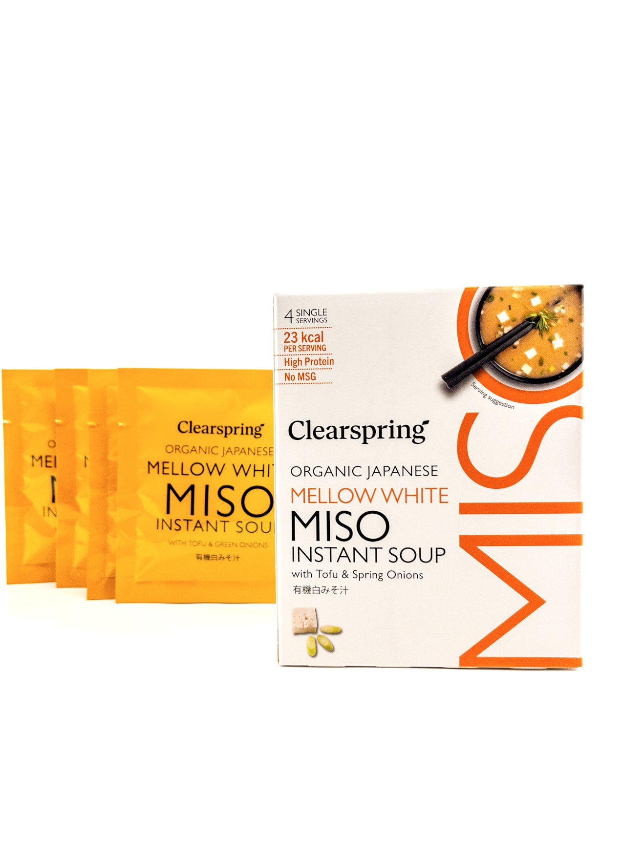 Biologische instant misosoep met witte miso en tofu – 4 x 8 g – Clearspring