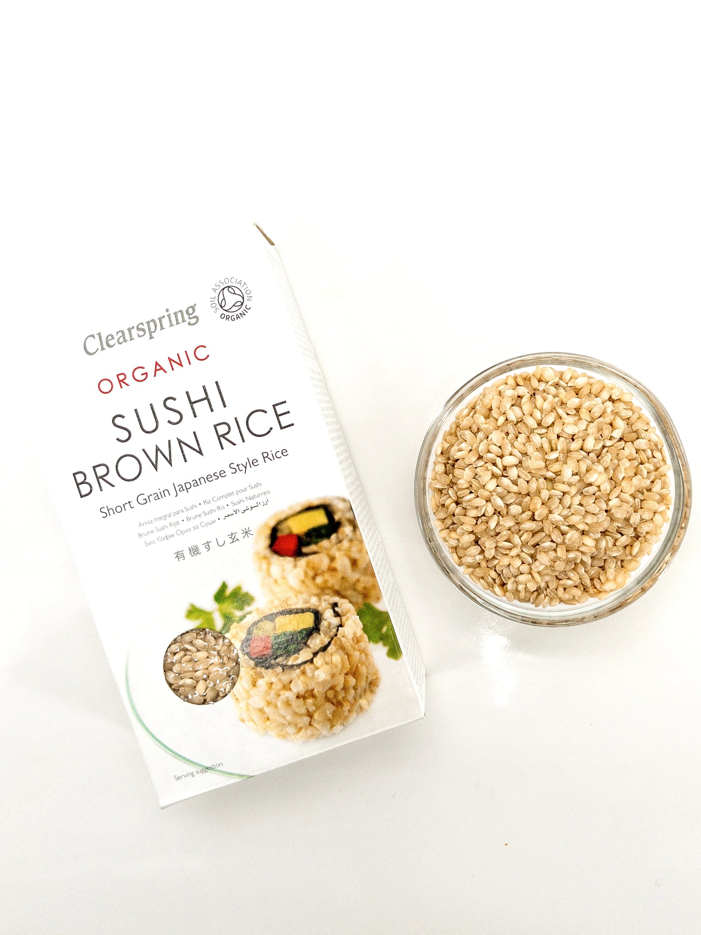 Biologische bruine rijst voor sushi - 500 g - ClearspringBiologische volkoren sushirijst – 500 g – Clearspring