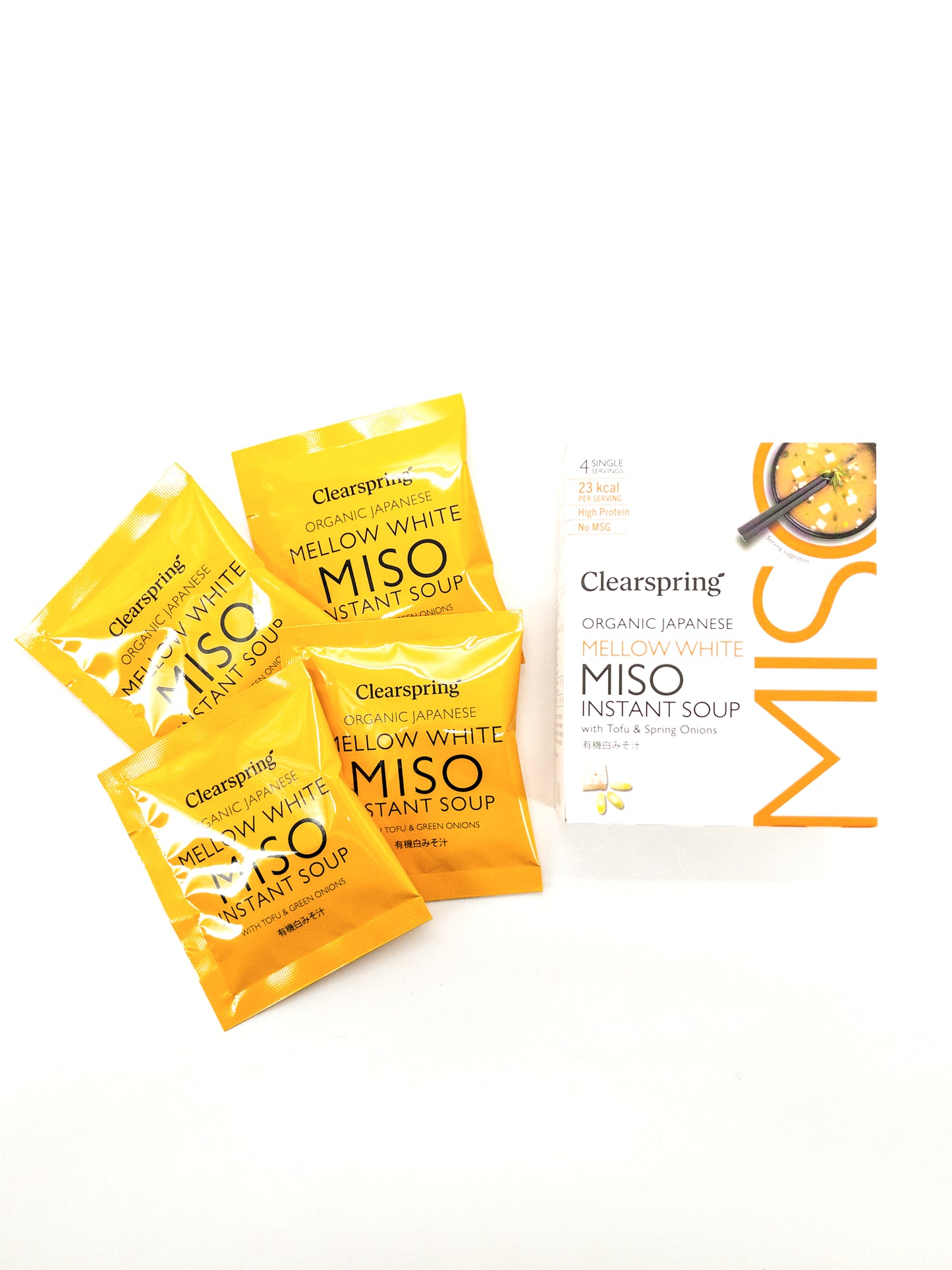 Biologische instant misosoep met witte miso en tofu – 4 x 8 g – Clearspring