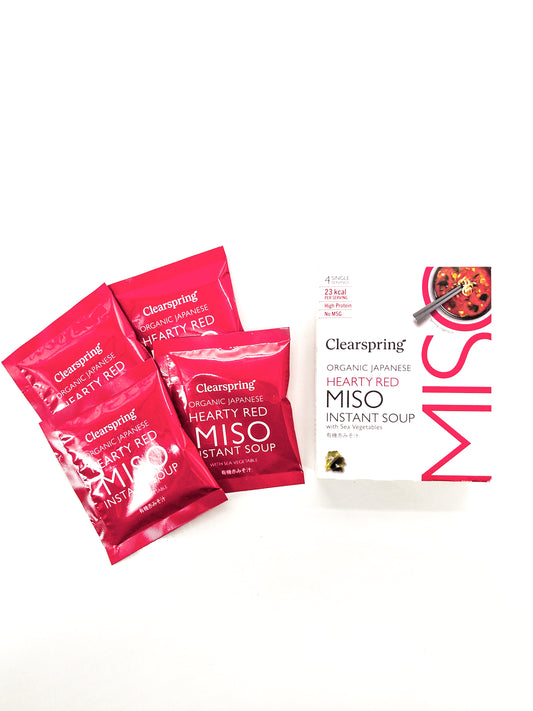 Bio-Instant-Misosuppe mit rotem Miso und Wakame – 4 x 8 g – Clearspring