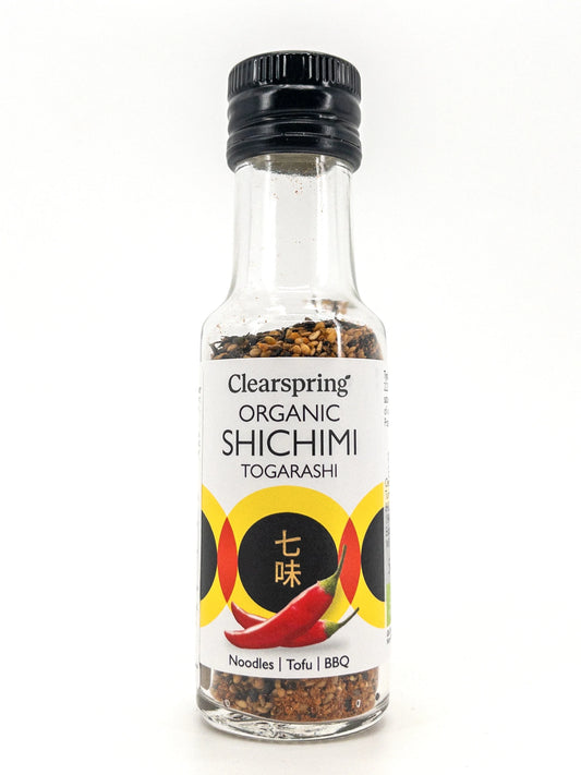Flacon de 50gr d'épices Shichimi Tgarashi bio, sept épices japonais, Clearspring | Épicerie en ligne Eat In Japan