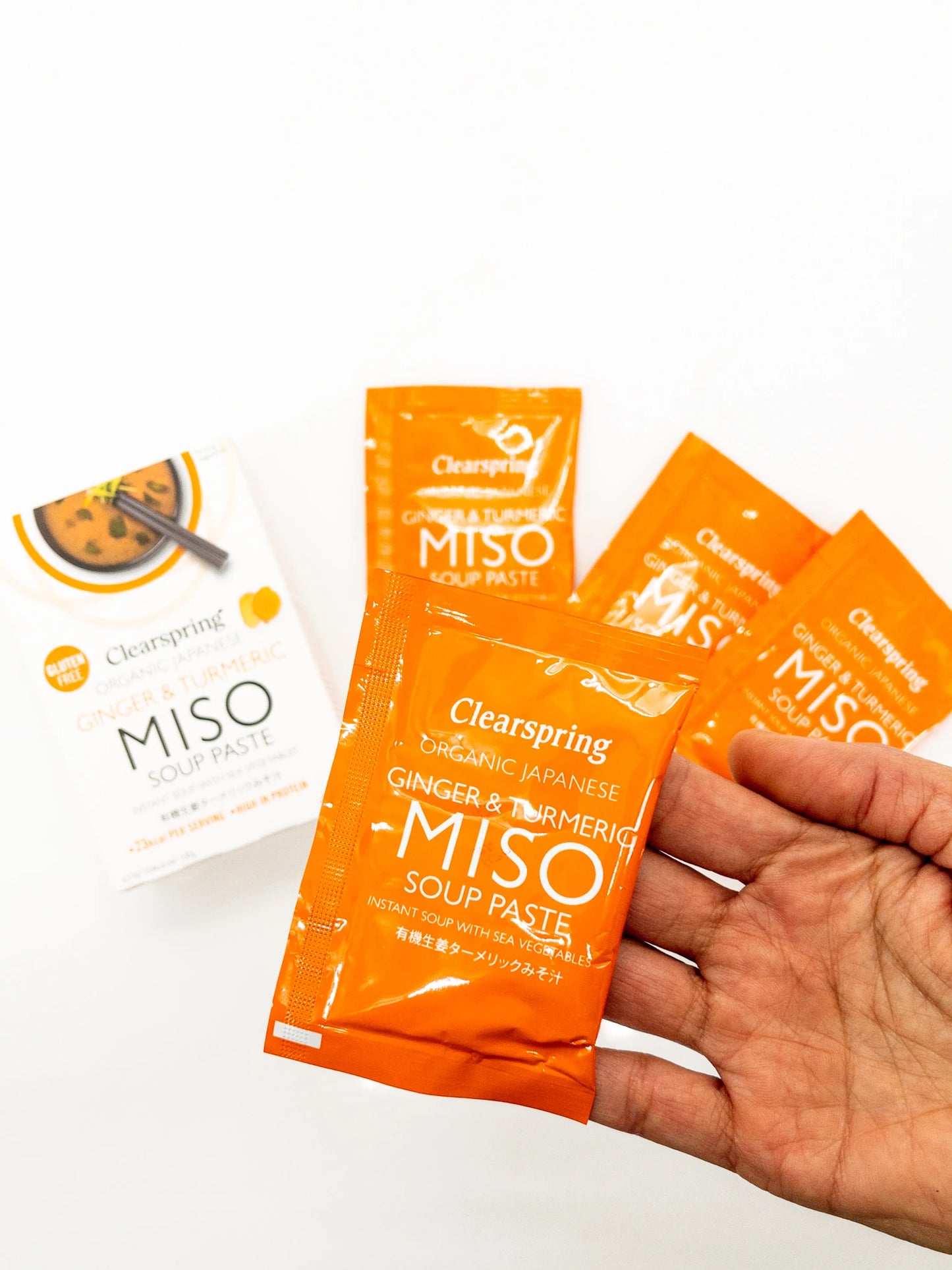 4x15 gr de Pâte de soupe miso instantanée bio, goût gingembre et curcuma Clearspring | Épicerie en ligne Eat In Japan