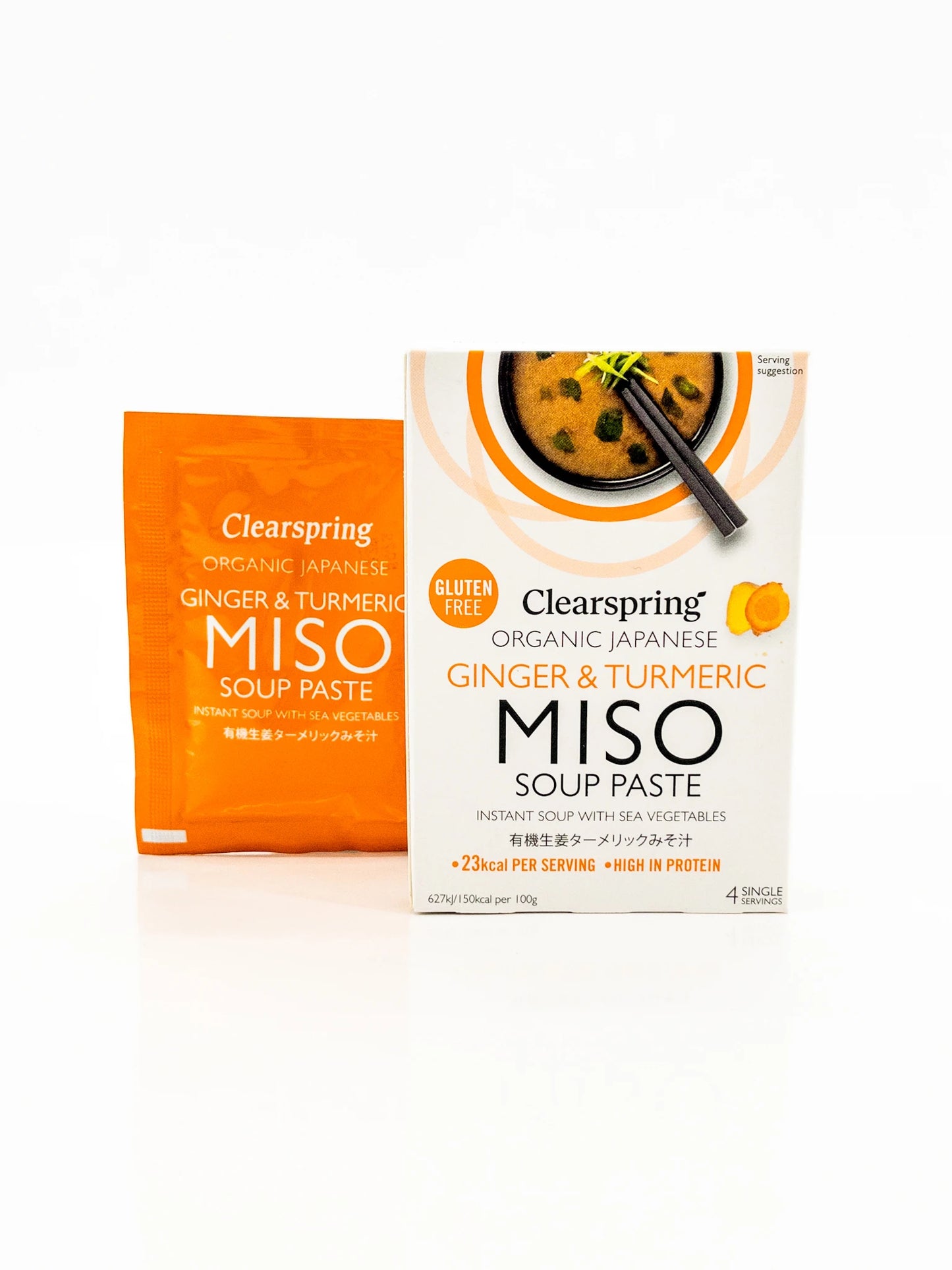 4x15 gr de Pâte de soupe miso instantanée bio, goût gingembre et curcuma Clearspring | Épicerie en ligne Eat In Japan