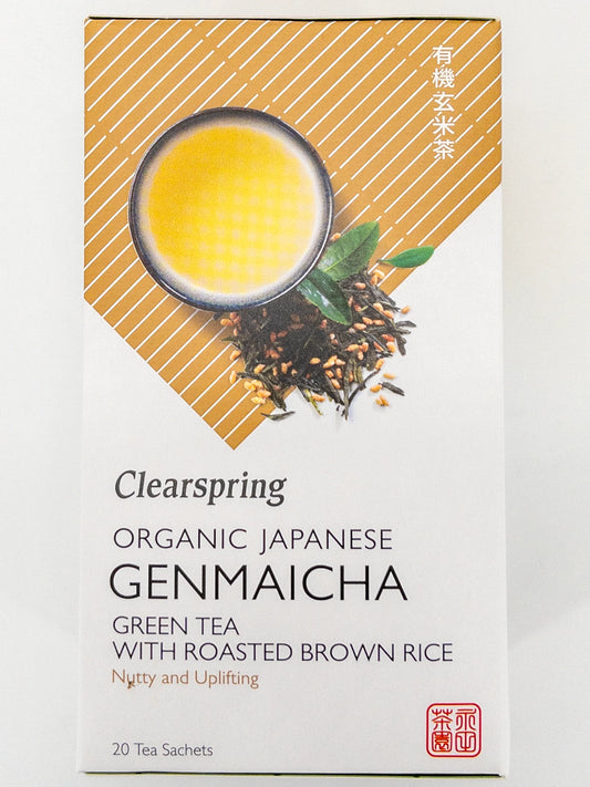 Genmaicha – Bio-Grüntee mit geröstetem Reis – 20 Beutel x 1,8 g – Clearspring