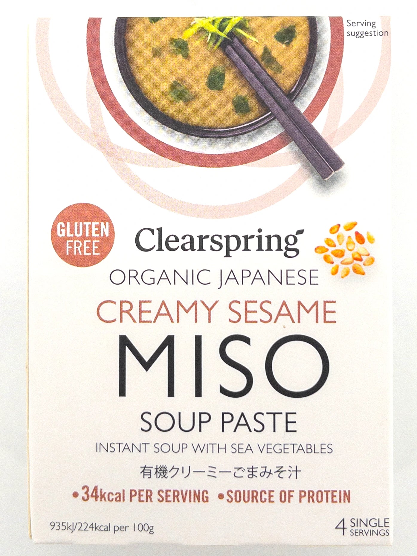 Bio-Instant-Misosuppe – cremiger Sesam – 4 × 15 g – Clearspring